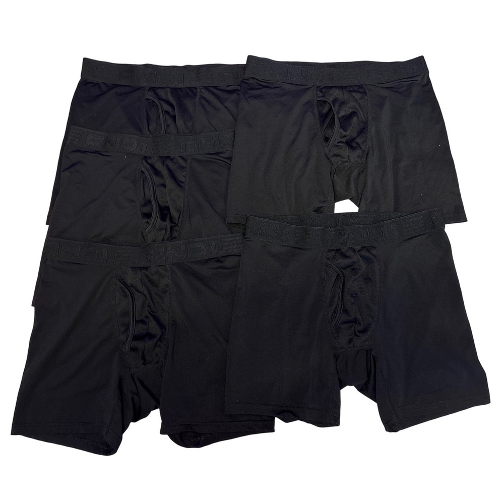 AND1 Men's Black Performance Boxer Briefs 5 Pack Size Medium